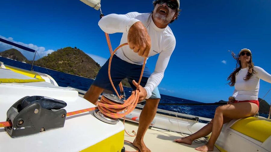 2h Sailing catamaran in La Baie des Saintes - Learning to Sail, or Simply Letting the Boat Run