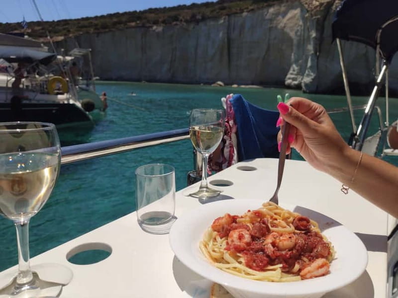 Adamantas: Kleftiko Sailing Cruise with Meal and Swim Stops - The return past Vani and Klima