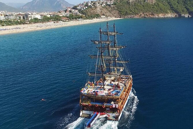 Alanya Catamaran Boat Tour with Lunch, Soft Drinks & Transfer - Kleopatra Beach Swimming and Snorkeling Stop
