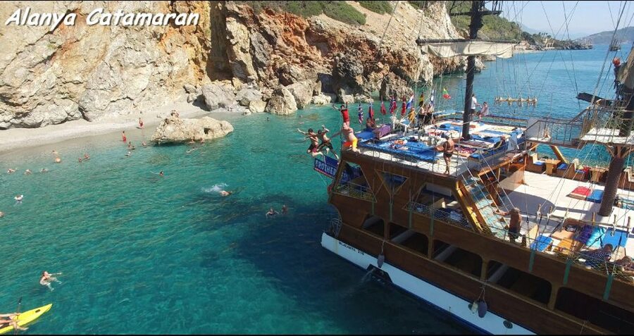 Alanya: Catamaran Boat Trip with Swim Stops and Sunbathing - Seeing Pirates, Lovers, and Phosphorus Caves