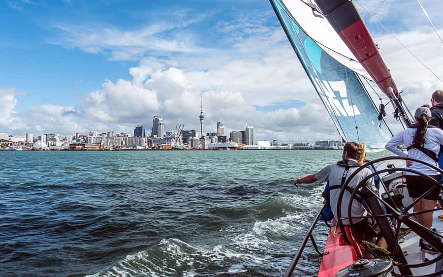 America’s Cup 2-Hour Sailing Experience Waitemata Harbour - Raising the sails and learning the grinders