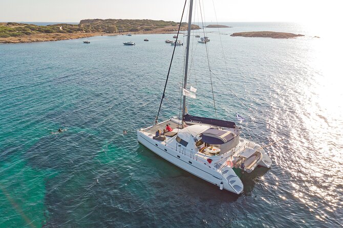 Athens Semi Private Sunset Catamaran Cruise with meal & drinks - Seafood pasta, Greek sides, and local drinks