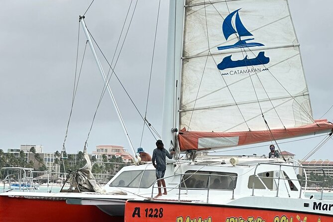 Banana Adventure Catamaran Tropical Sunset Sail - Along the hotel coast toward Oranjestad