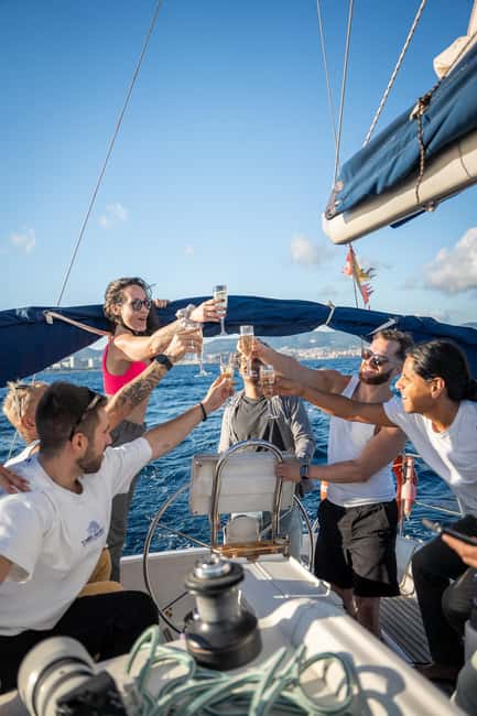 Barcelona Badalona : Sailboat Tour, Snacks, Drinks, Swimming - What the two-hour itinerary feels like