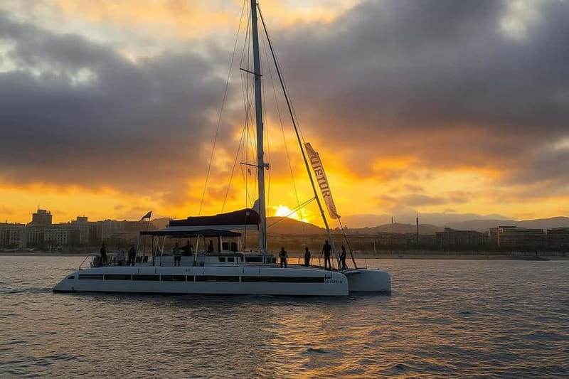 Barcelona: Luxury Catamaran Sunset Cruise - What the Barcelona skyline looks like from offshore