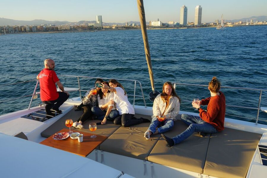 Barcelona: Private Catamaran Sailing with Drinks and Snacks - A possible swimming stop