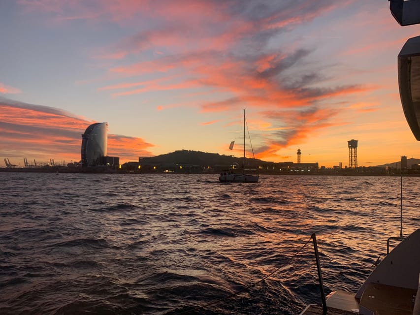 Barcelona: Shared cruise on a catamaran Drink+Local Tapa - Montjuic Castle, the Forum, and Tibidabo