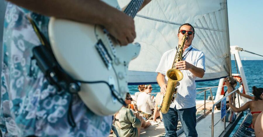 Barcelona: Sunset Catamaran Cruise with Live Music - Live jazz, saxophone, and guitar on the water