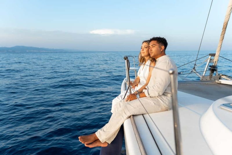 Barcelona: Sunset Catamaran Cruise with Wine and Tapa - The first 45 minutes, harbor views and a gentle start