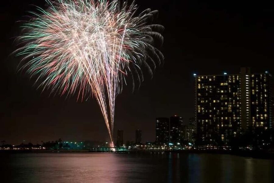 Board from Waikiki Beach: Friday Night Fireworks sail - Starting behind the Duke Kahanamoku Statue