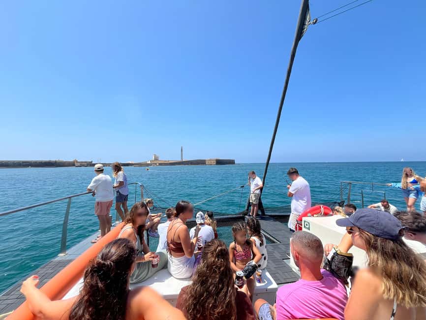 Cádiz: Bay of Cadiz Catamaran Tour with Swim Stop (Jun-Sep) - La Caleta or La Puntilla for the swim stop