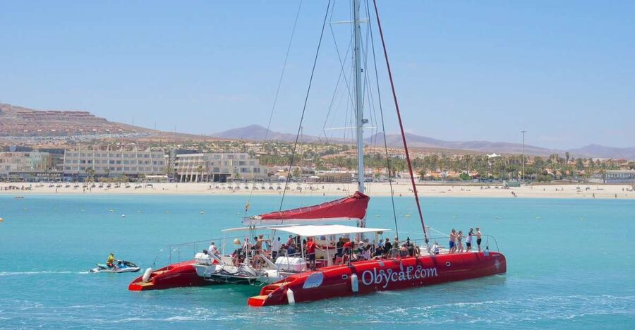 Caleta de Fuste: Catamaran Sailing Experience - Leaving Caleta de Fuste on the Obycat