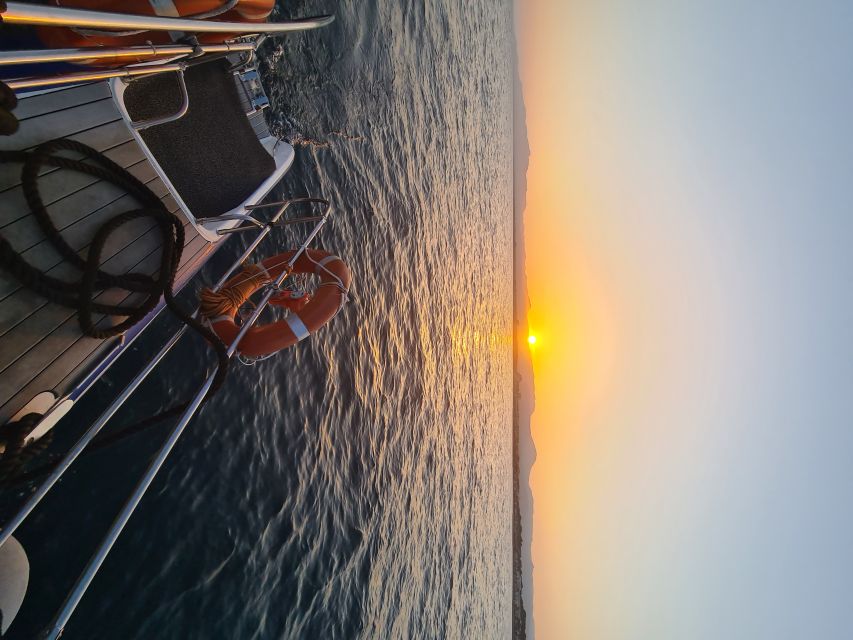 Cambrils: Costa Dorada Sunset Catamaran Cruise with Drinks - The swim stop near a quiet inlet