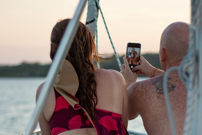 Catamaran Adventure: Sailing and Swimming in the Bacalar Lagoon - Swimming in warm, clear water