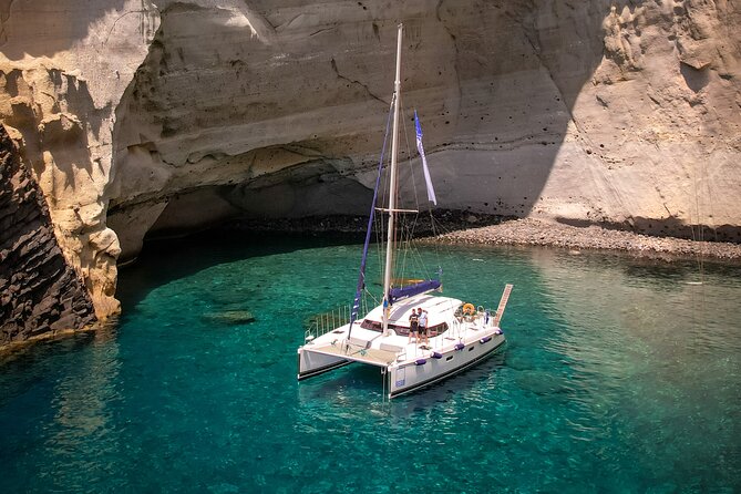 Catamaran Full-Day of Milos and Poliegos With Lunch & BBQ - Kleftiko’s white cliffs and sea caves