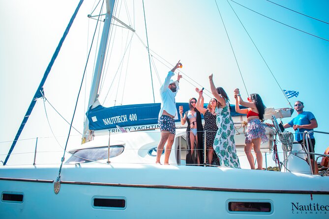 Catamaran Full-Day of Milos and Poliegos With Lunch & BBQ - Galazia Nera on uninhabited Poliegos