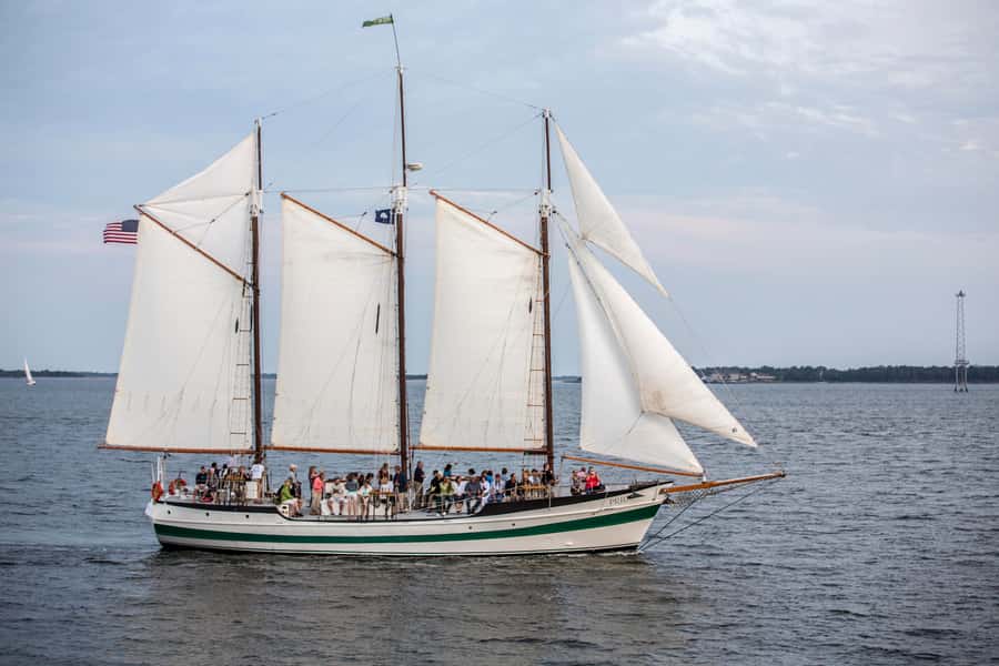 Charleston: Schooner Sailing Harbor Tour & Dolphin Watch - Raising the Schooner Pride’s tall sails