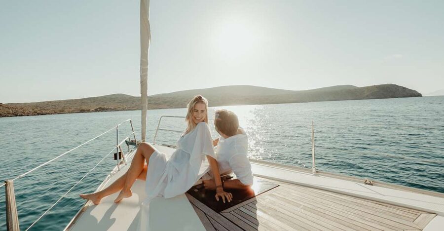 Dia Island: Semi-Private Full Day Sailing Trip with meal - Sailing north from Heraklion’s Venetian port