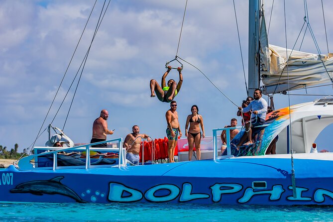 Dolphin Catamaran Snorkel and Sail with Open Bar - The slide, rope swing, and onboard mood