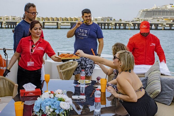 Dubai Harbour Super Yacht Experience with gourmet & Drinks - What you will eat and drink
