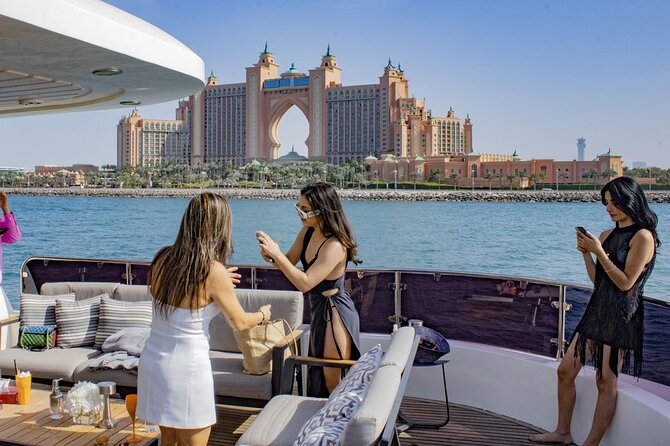 Dubai Harbour Super Yacht Experience with gourmet & Drinks - Swimming, music, and the party trade-off