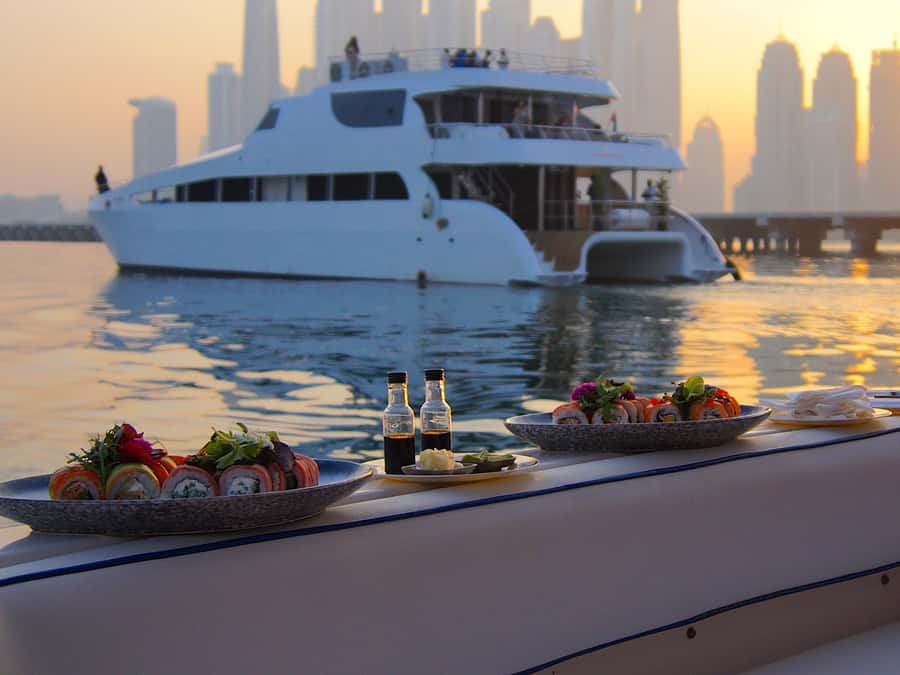 Dubai: Luxury Private 50 FT Yacht Cruise + Optional Sushi - The optional sushi dinner