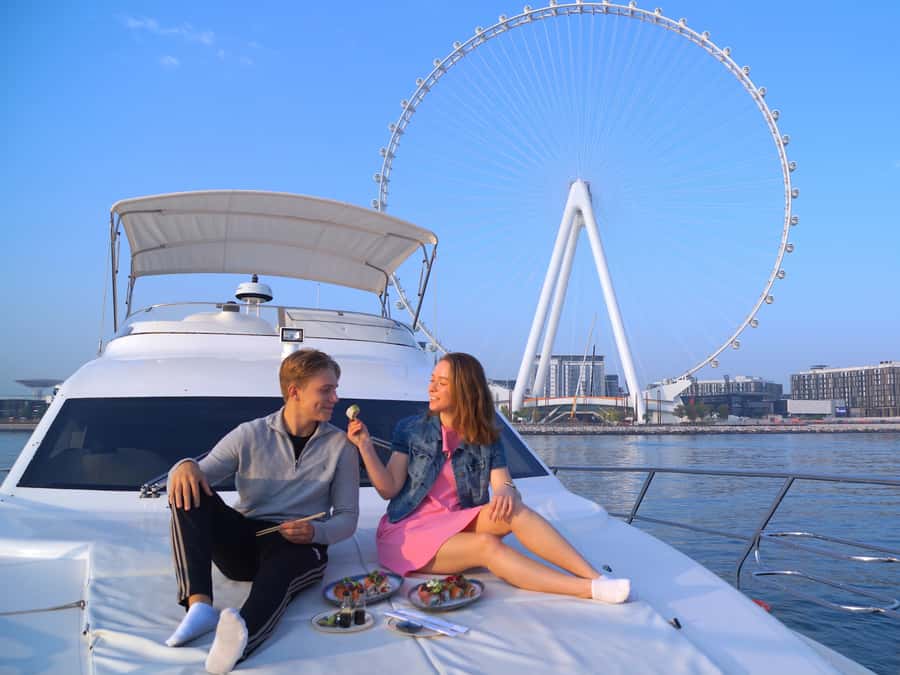 Dubai: Luxury Private 50 FT Yacht Cruise + Optional Sushi - Sunset, swimming, and special occasions