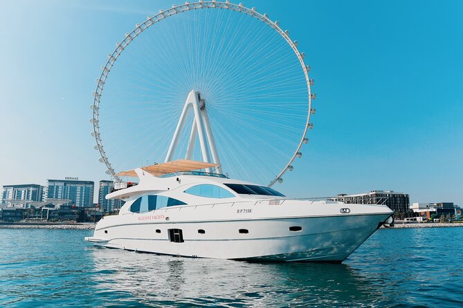 Dubai Marina 1hr Yacht tour with Drinks - JBR from a yacht-level viewpoint