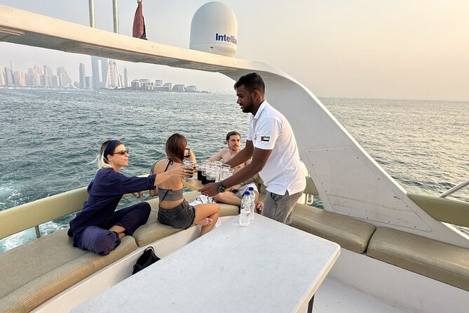 Dubai Marina 2 Hour Sunset Yacht Tour with Alcoholic Drinks - Crew service and onboard comfort