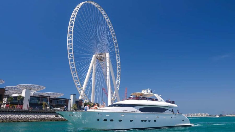 Dubai Marina Yacht Tour: Ain Wheel, JBR & Harbour in 1 Hour - Dubai Marina from the open-air deck