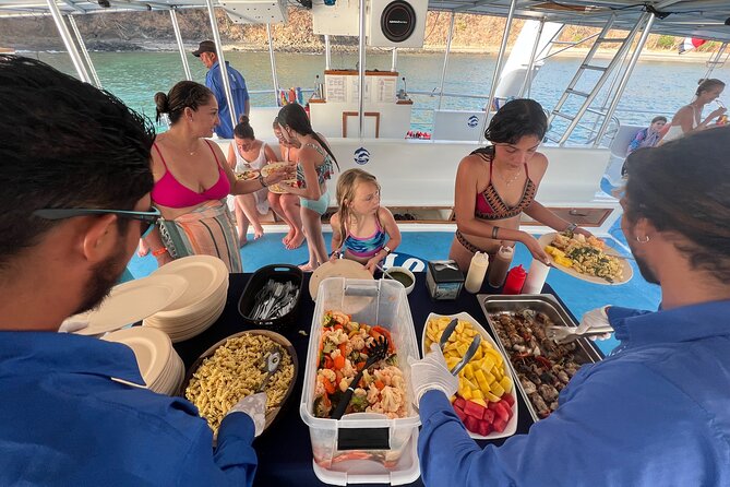 Flamingo Family Fun Catamaran Snorkel:Comfortable shaded seating - Food arrives at the right point in the afternoon