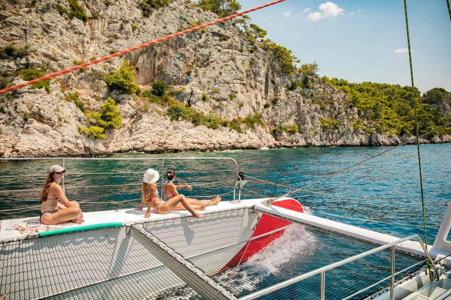 From Brač Island: Catamaran Tour with Food & Drinks - Lučice Bay adds a second swim break