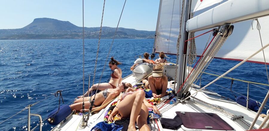 From Chania: Fully Private Sailing Cruise with Meal & Drinks - A second cove near Drapano