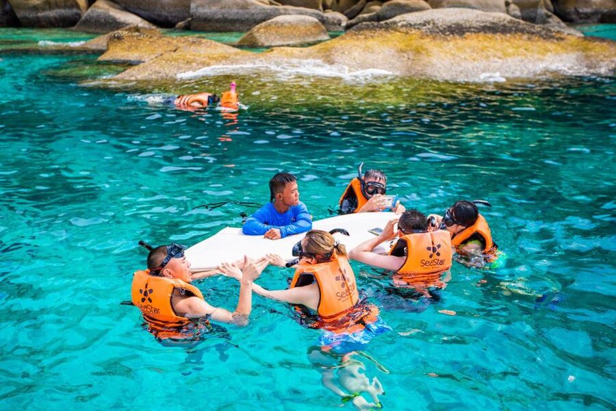 From Khao Lak: Similan Islands Day Trip by Luxury Catamaran - Coral and fish near Koh Ba Ngu