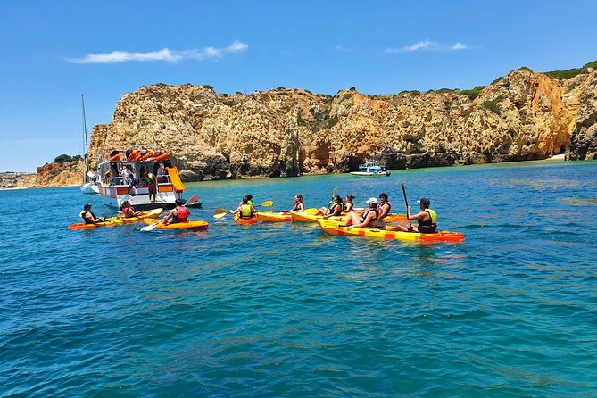 From Lagos: Kayak Tour of Ponta da Piedade Caves on Catamaran - The boat ride and swimming stop