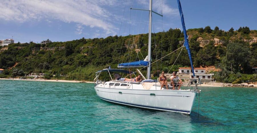 From Nea Fokea: Chalkidiki 6-Hour Cruise by Sailing Boat - Afytos: the first swim in clear water