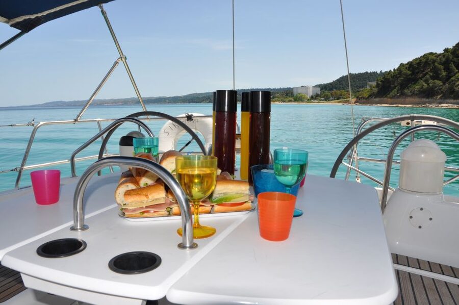From Nea Fokea: Chalkidiki 6-Hour Cruise by Sailing Boat - Kriopigi: a beach bar and extra time in the sun