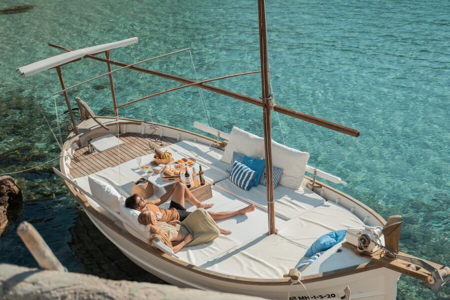 From Sant Josep: Es Vedra & Atlantis Sailboat Cruise - Leaving Cala Corral near Cala Tarida