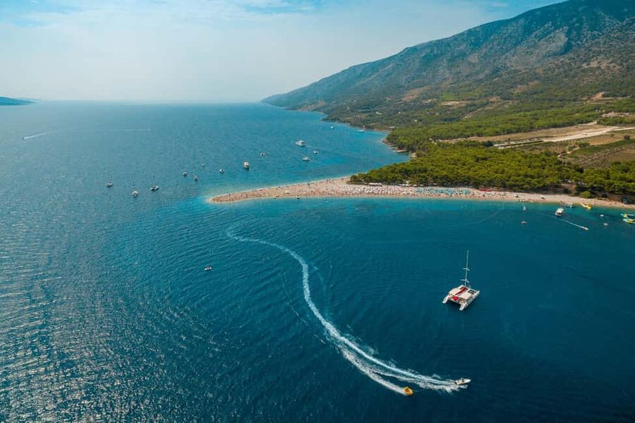 From Split: Catamaran Cruise to Golden Horn & Brač island. - Two hours at Golden Horn Beach