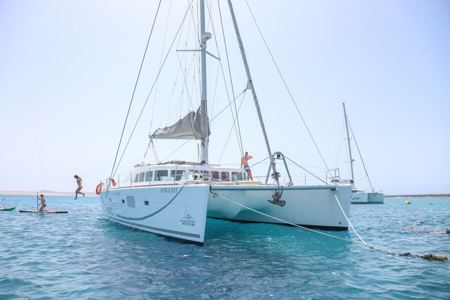 Fuerteventura: Private Luxury Catamaran to Lobo Island - Setting out from Corralejo toward Lobos Island
