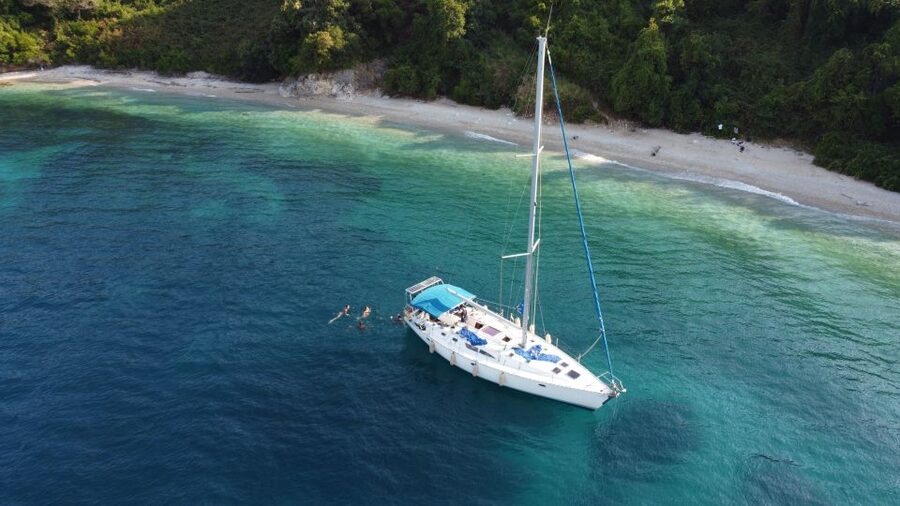 Gouvia: Corfu Island Sailing Trip with Snack and Soft Drinks - The blue cave on the return route