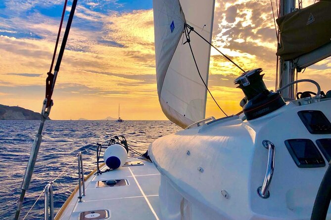Half Day Premium Catamaran Cruise in Santorini including Oia - The Venetian lighthouse and sunset