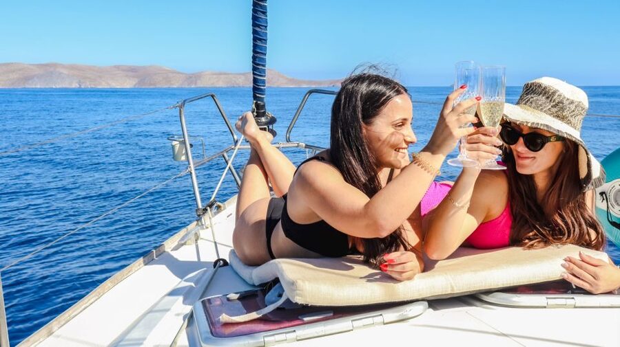 Heraklion: Dia Island Sailboat Cruise with Swimming and Meal - A proper Cretan meal served at anchor