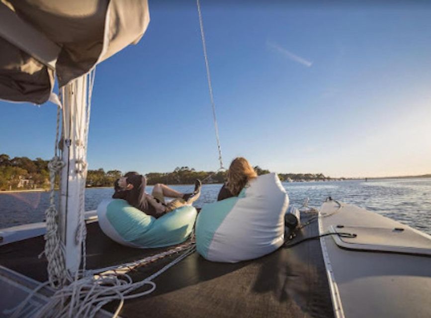 Hilton Head: Private Dolphin Day or Sunset Catamaran Sail - Setting sail from the King Neptune statue