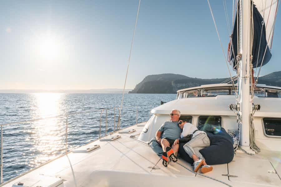 Lake Taupo: Luxury Sailing Catamaran to Māori Rock Carvings - A freshwater swim in a sheltered bay