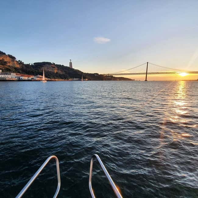 Lisbon: Catamaran Cruise with Drinks & Pastel de Nata - Drinks, snacks, and the front deck