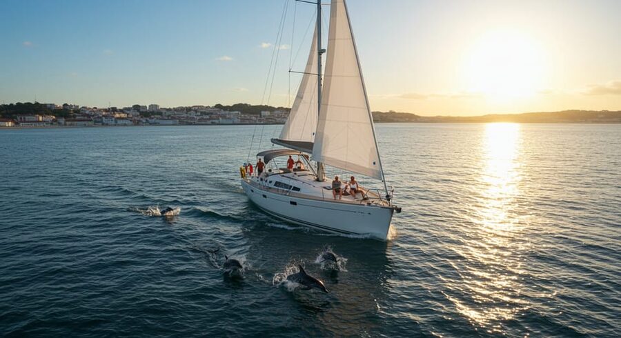 Lisbon: Champagne Sailing Tours - Sailing beneath the 25 de Abril Bridge