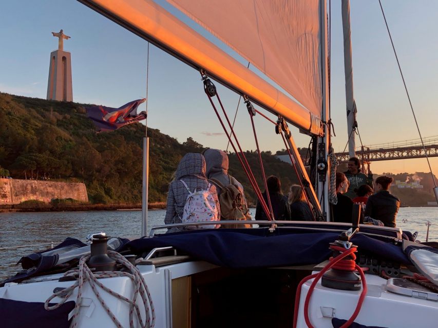 Lisbon: Enjoy a Sunset or Night Tagus River Sailboat Cruise - The 25 April Bridge and Christ the King