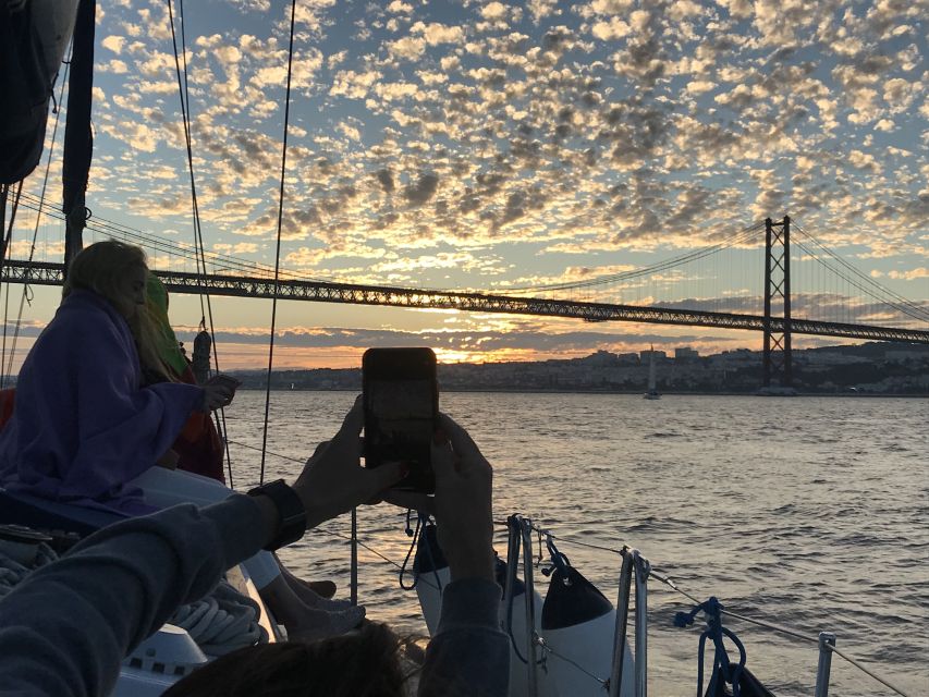 Lisbon: Sunset Sailing Cruise with Wine - Belém, the bridge, and the Cristo Rei view