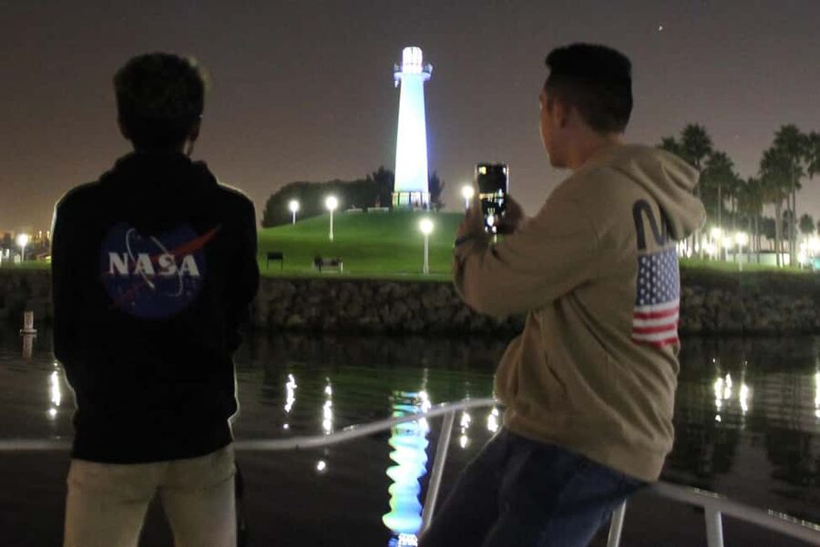 Long Beach: Private Night Yacht Cruise With City Lights - First views: the Queen Mary and the harbor entrance